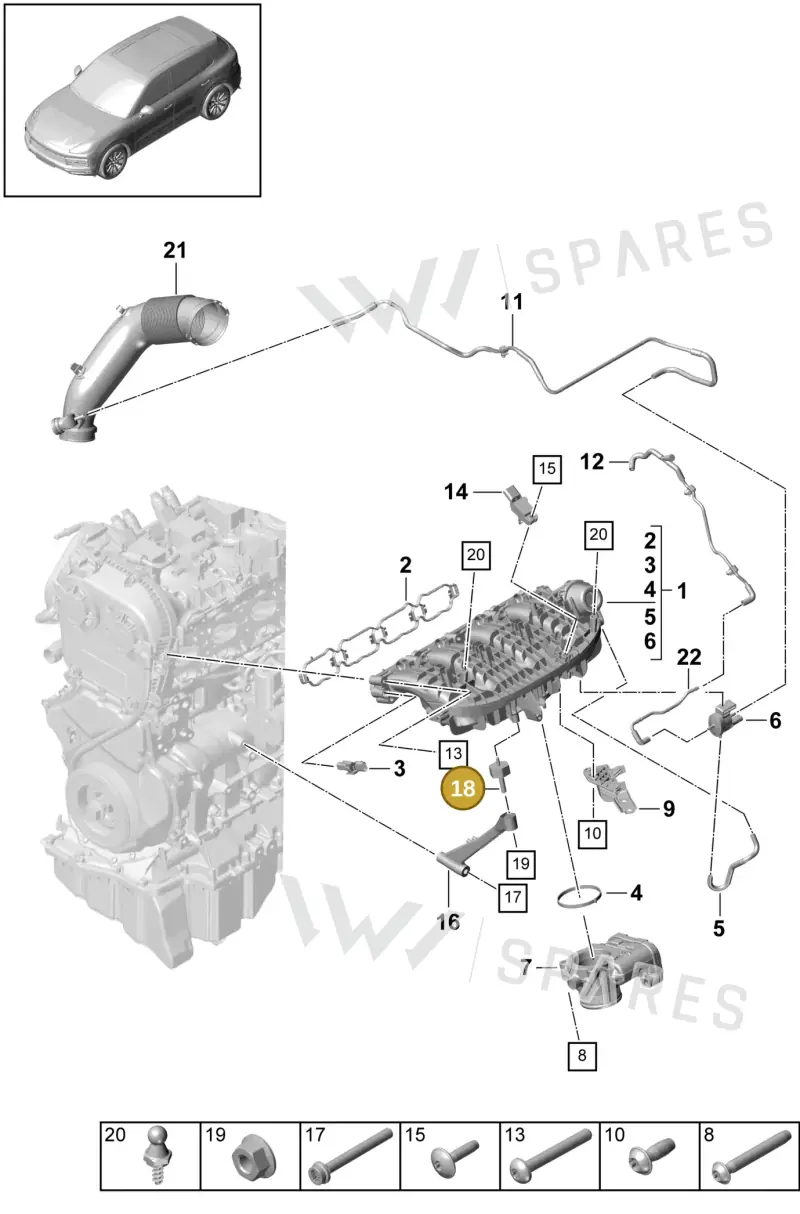 95812127300 — Porsche Cayenne (2017-2023) diagram p51107050, position 18