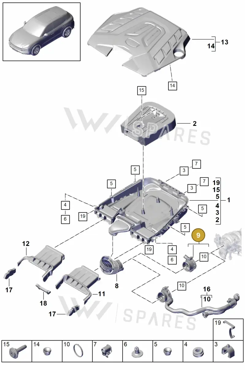 95812966510 — Porsche Cayenne (2017-2023) diagram p51106010, position 9