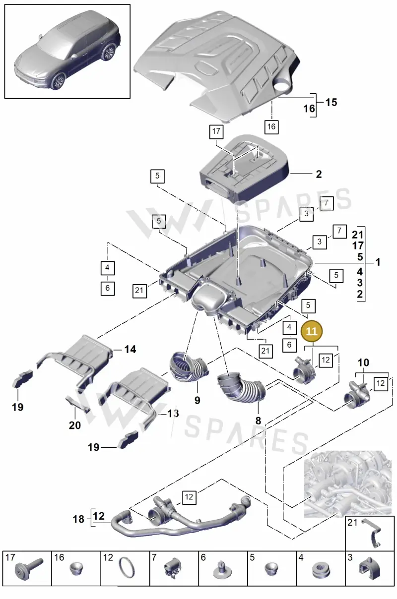 95812966600 — Porsche Cayenne Diesel V6 (2017-2023) diagram p51106005, position 11