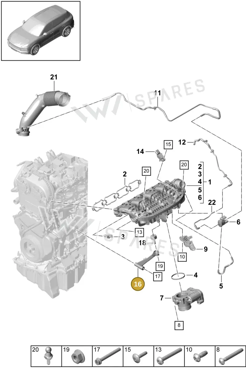 95812972310 — Porsche Cayenne (2017-2023) diagram p51107050, position 16