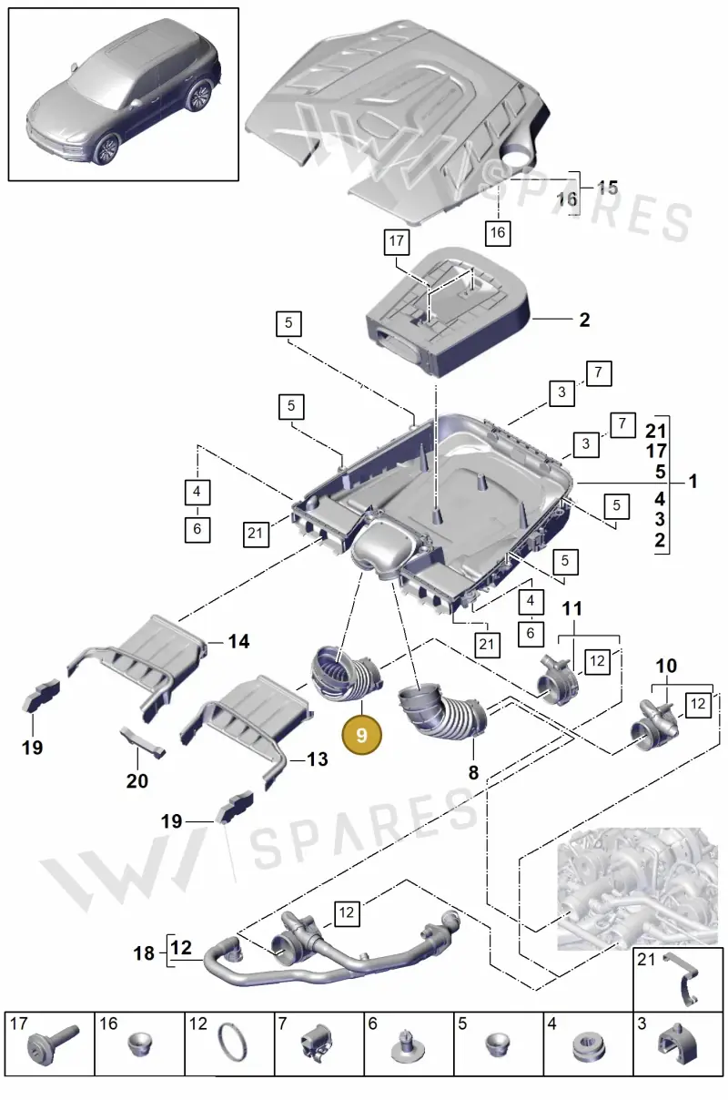 95812974030 — Porsche Cayenne (2017-2023) diagram p51106000, position 9