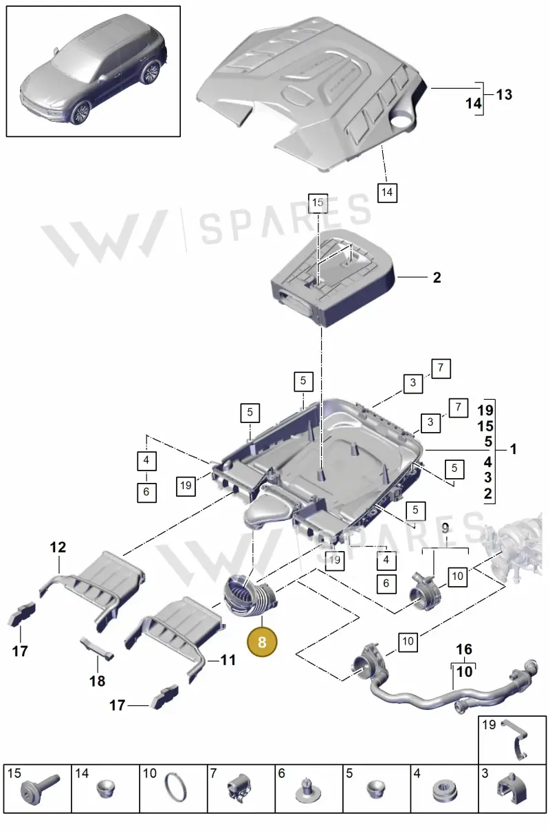 95812974040 — Porsche Cayenne (2017-2023) diagram p51106010, position 8