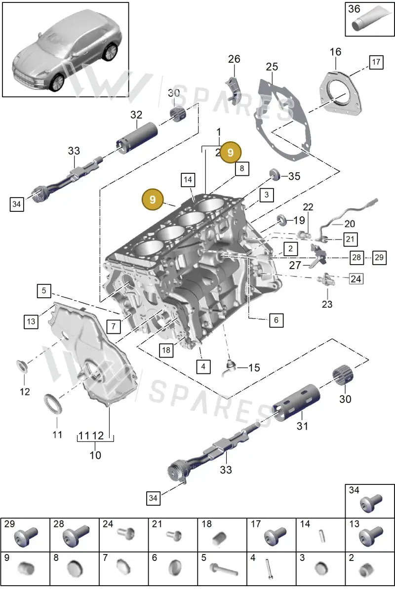 95813061700 — Porsche Macan (2018-2022) diagram p52101111, position 9