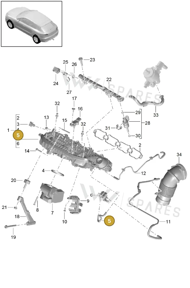95813359500 — Porsche Macan (2013-2018) diagram p44107067, position 5