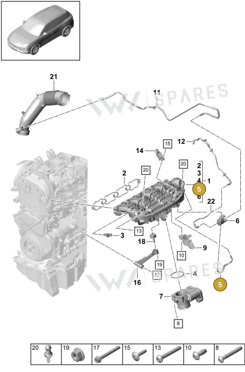 95813359500 — Porsche Cayenne (2017-2023) diagram p51107050, position 5