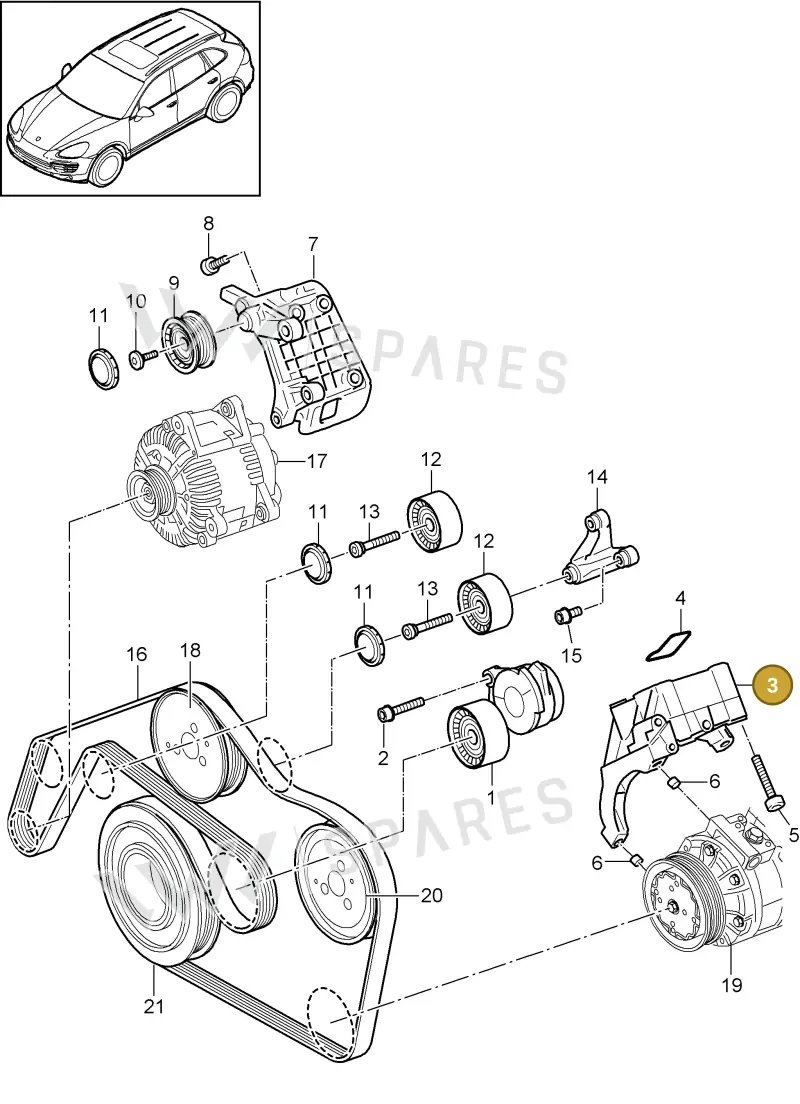 95814715121 — Porsche Cayenne (2010-2018) diagram p37102090, position 3