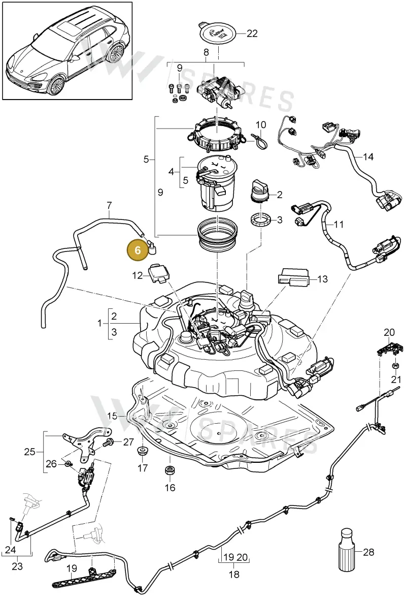 95820148500 — Porsche Cayenne (2010-2018) diagram p37202020, position 6