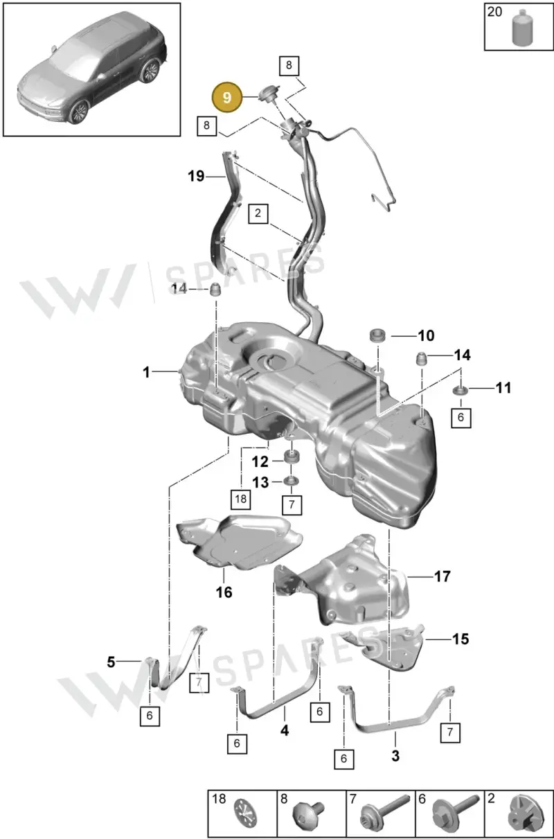 958201550 — Porsche Cayenne (2017-2023) diagram p51201000, position 9