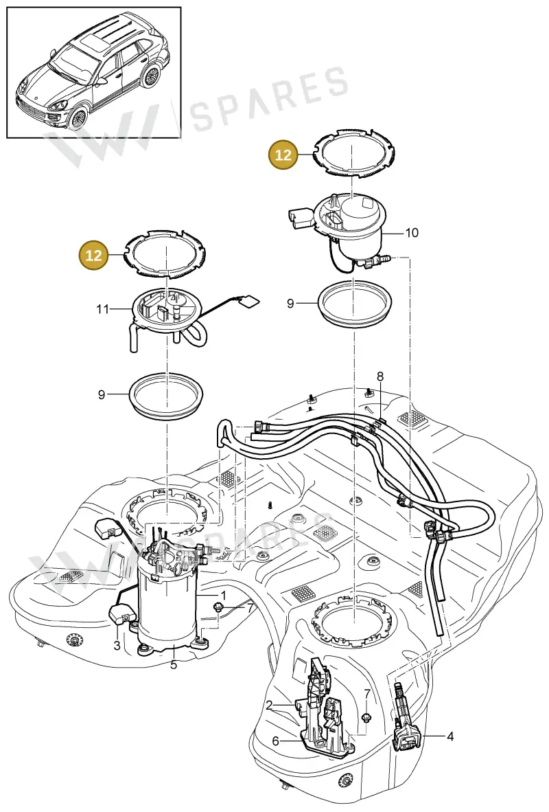 95820162300 — Porsche Cayenne (2010-2018) diagram p37201012, position 12