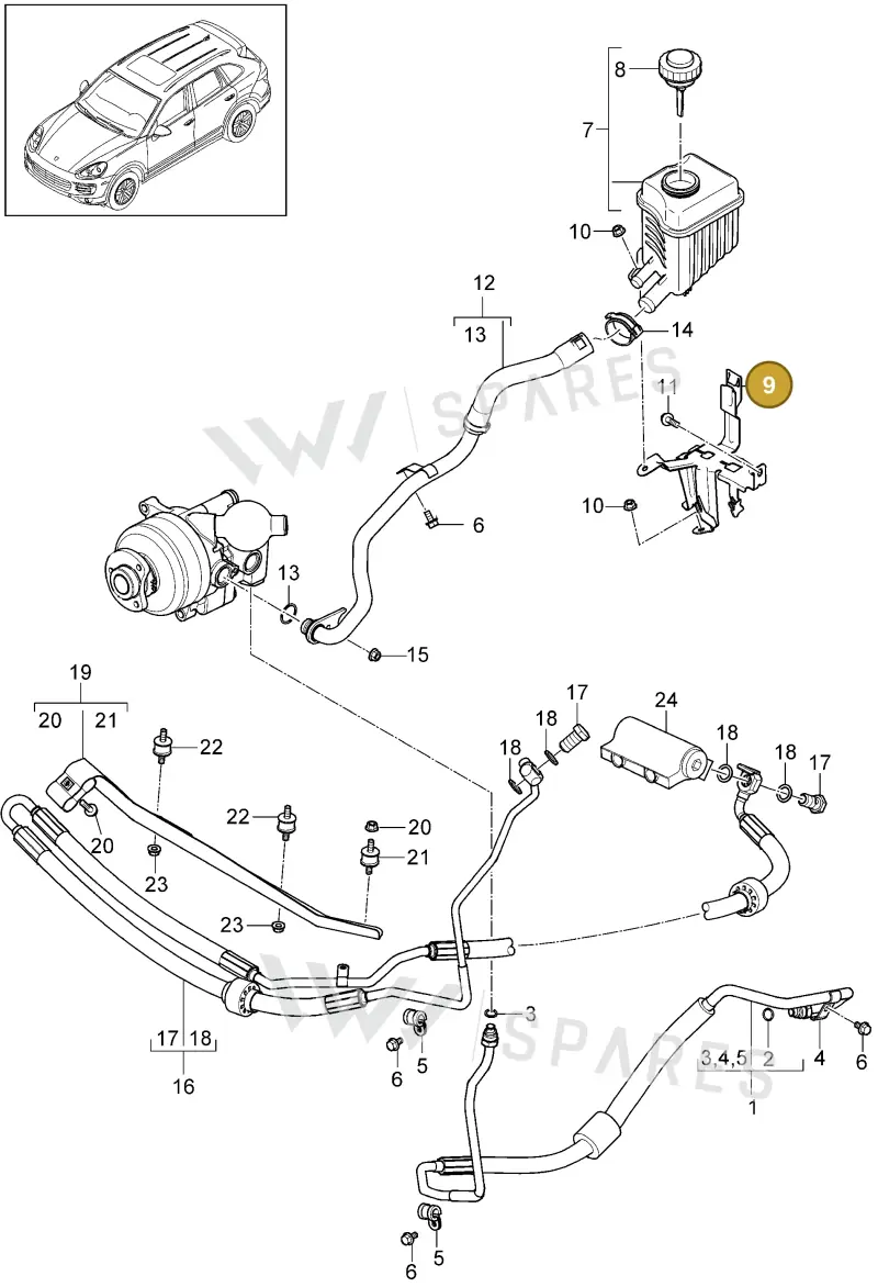 95834323502 — Porsche Cayenne (2010-2018) diagram p37402032, position 9