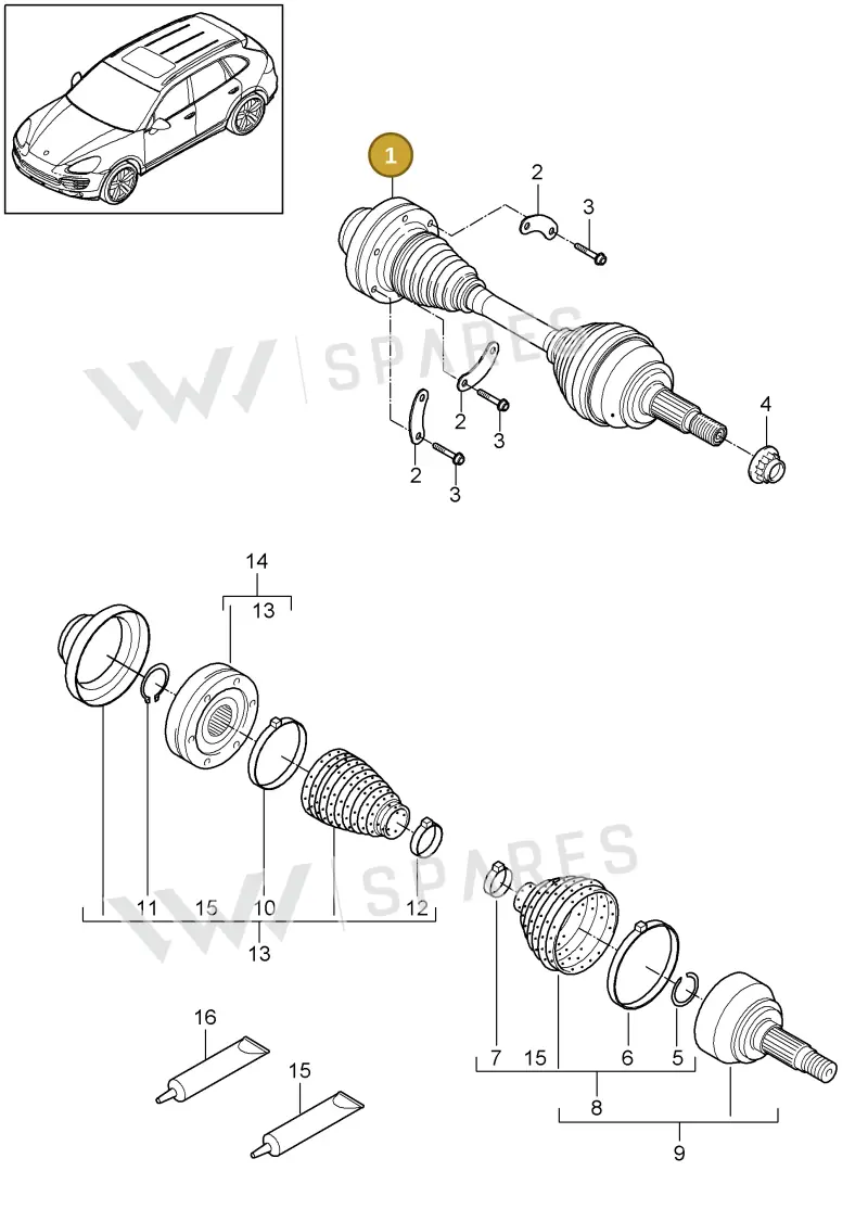 95834903802 — Porsche Cayenne (2010-2018) diagram p37401010, position 1
