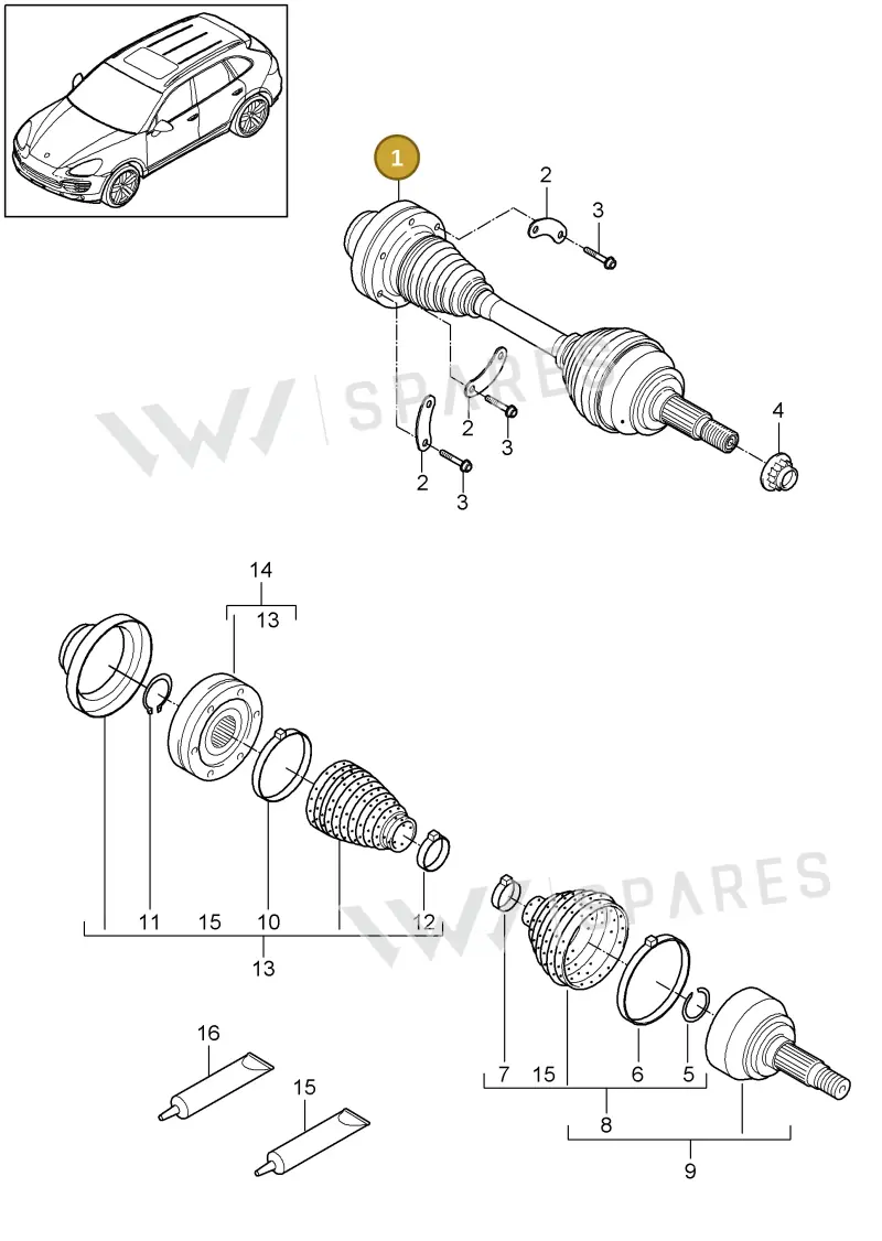 95834903812 — Porsche Cayenne (2010-2018) diagram p37401010, position 1
