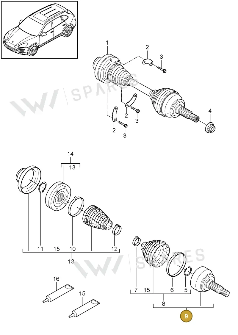95834990101 — Porsche Cayenne (2010-2018) diagram p37401010, position 9