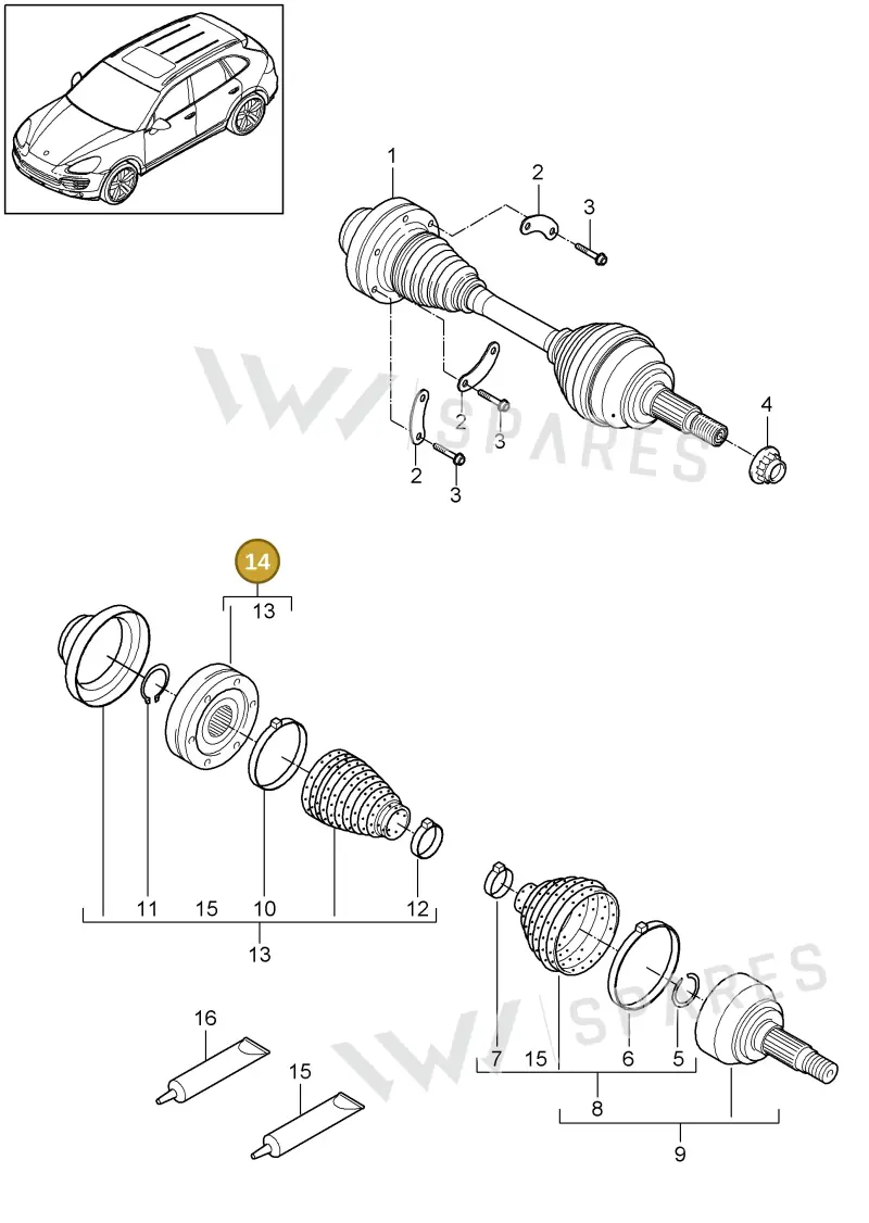 95834990200 — Porsche Cayenne (2010-2018) diagram p37401010, position 14