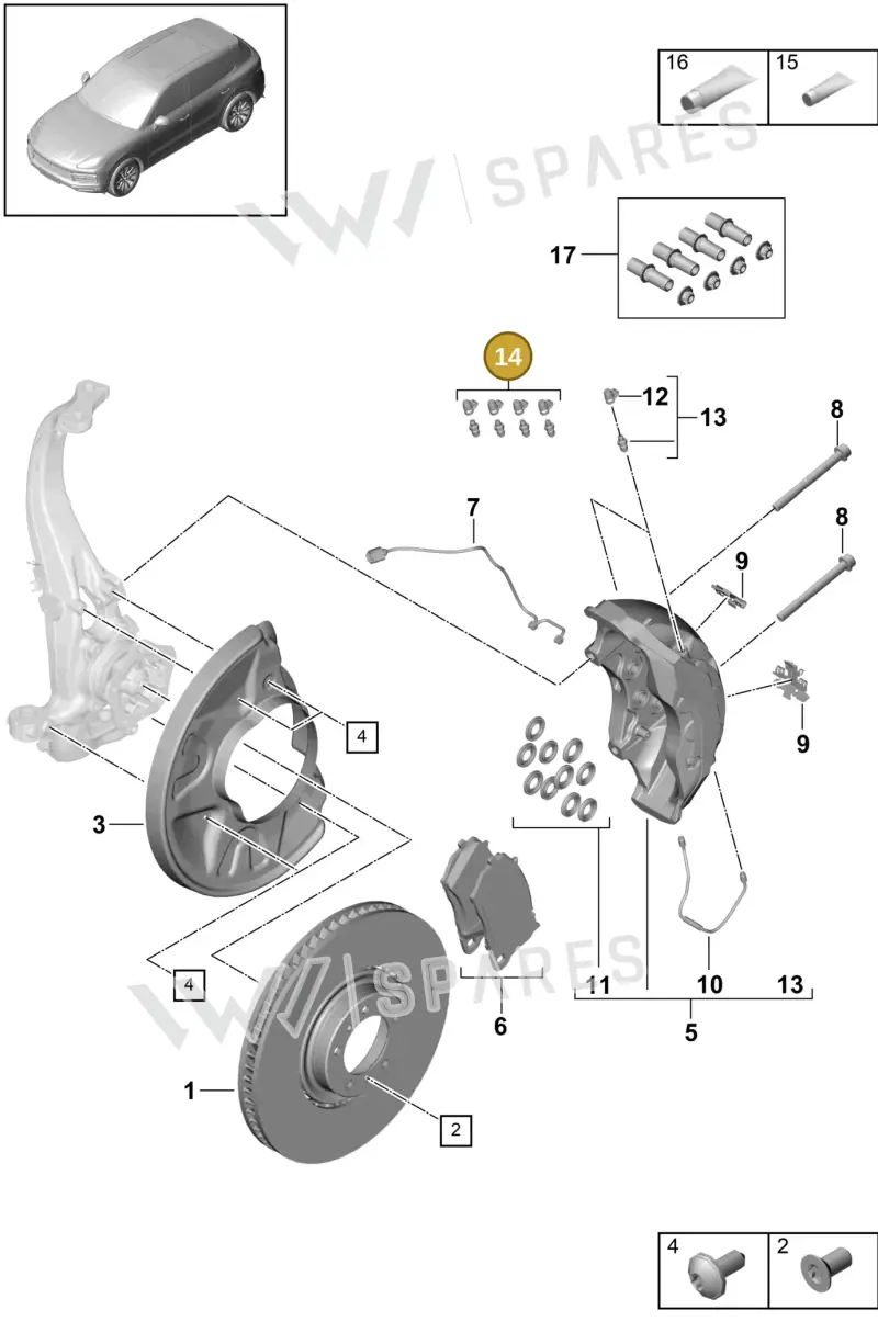 95835112100 — Porsche Cayenne (2017-2023) diagram p51602015, position 14