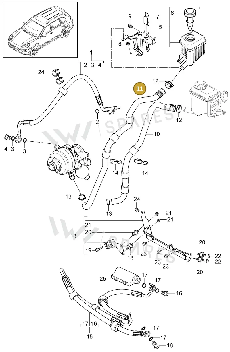 95835911802 — Porsche Cayenne (2010-2018) diagram p37402037, position 11