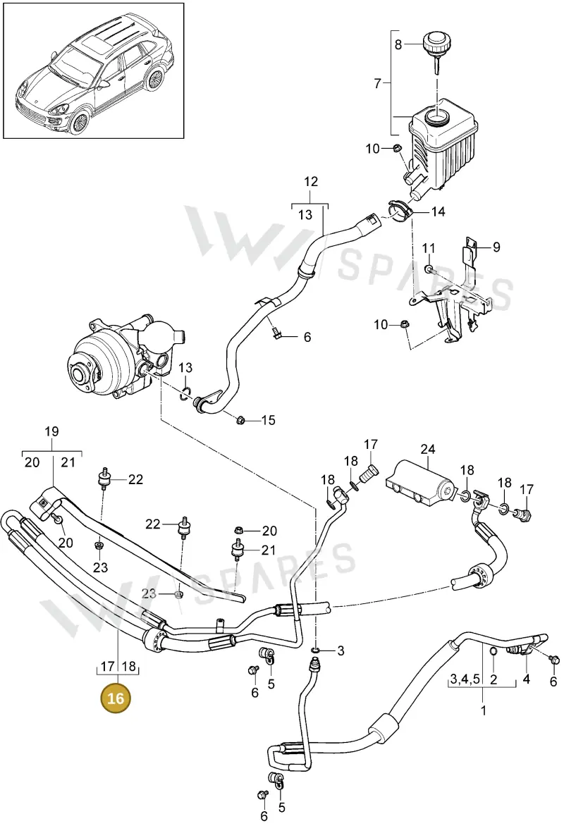 95835912570 — Porsche Cayenne (2010-2018) diagram p37402032, position 16