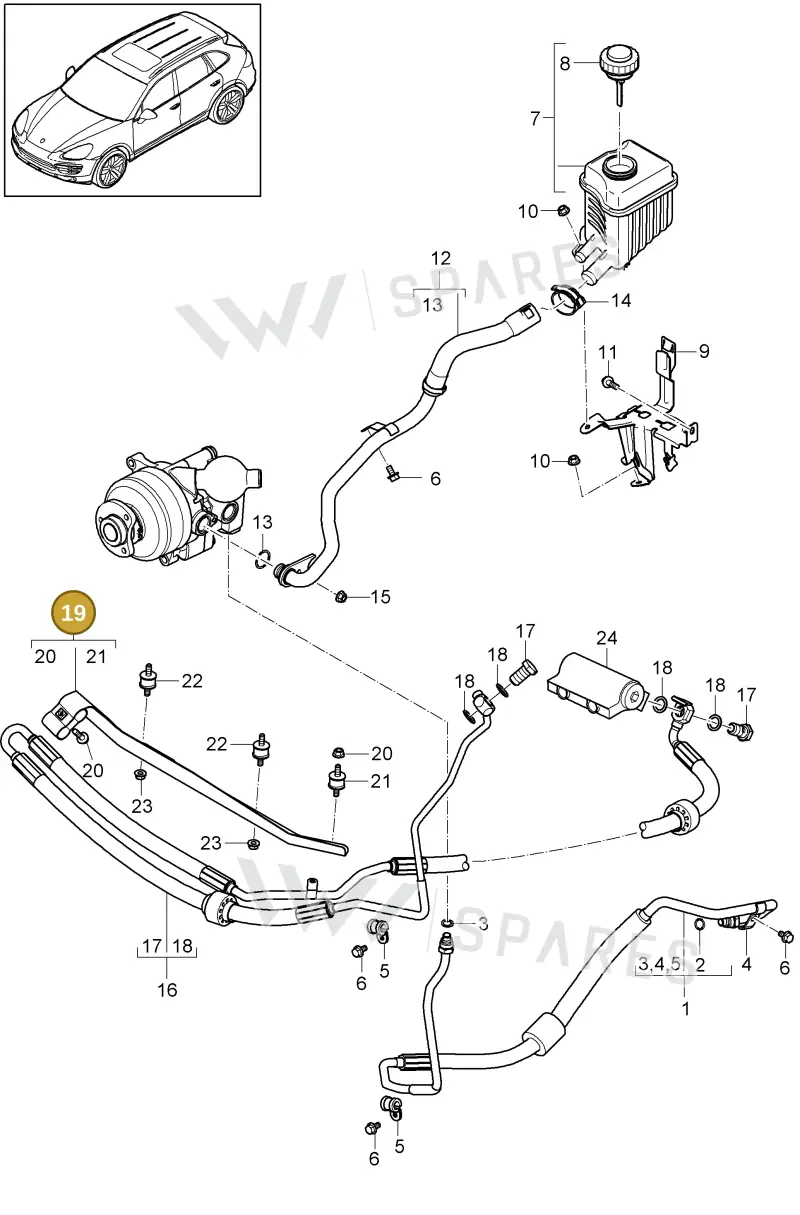 95835931000 — Porsche Cayenne (2010-2018) diagram p37402030, position 19