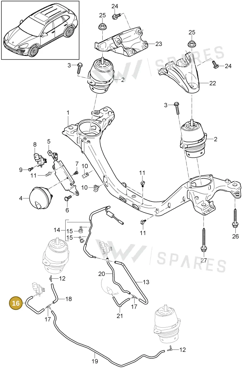 95837572100 — Porsche Cayenne (2010-2018) diagram p37109050, position 16