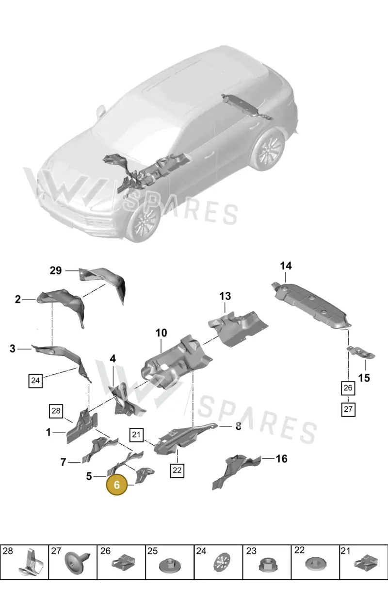 958399299D — Porsche Cayenne (2017-2023) diagram p51801080, position 6