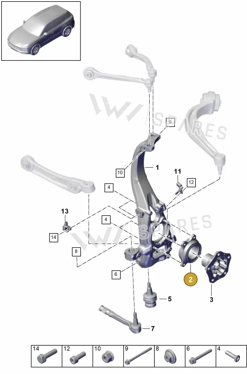 958407625D — Porsche Cayenne (2017-2023) diagram p51401020, position 2