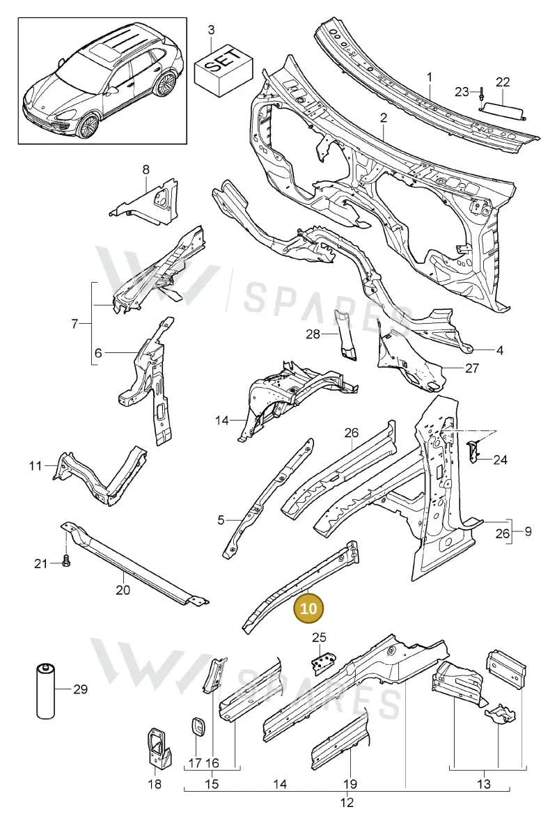 95850116100GRV — Porsche Cayenne (2010-2018) diagram p37801010, position 9+10