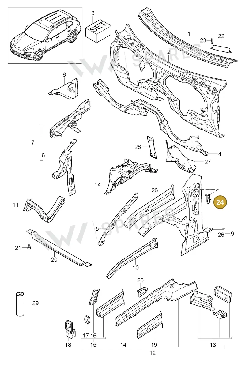 95850144800GRV — Porsche Cayenne (2010-2018) diagram p37801010, position 23+24