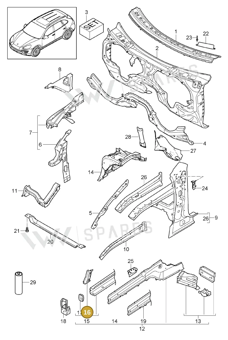 95850167000GRV — Porsche Cayenne (2010-2018) diagram p37801010, position 15+16