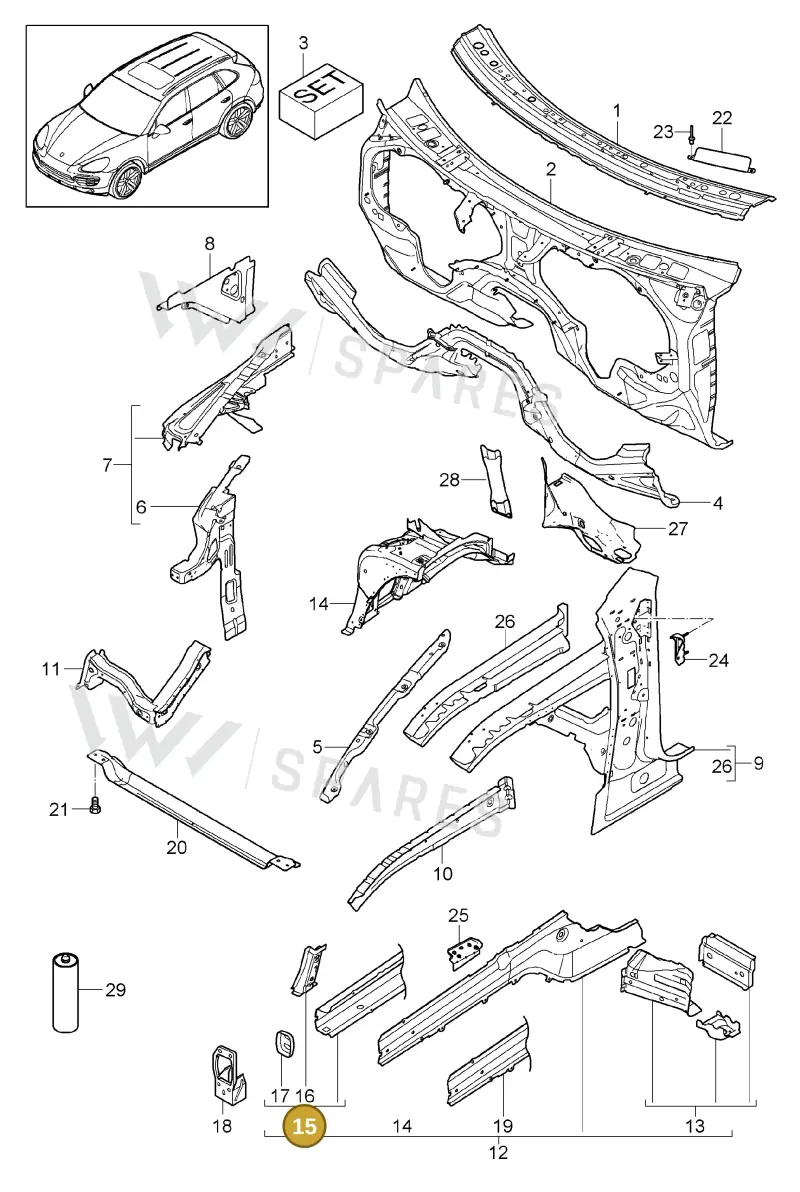95850190100GRV — Porsche Cayenne (2010-2018) diagram p37801010, position 14+15