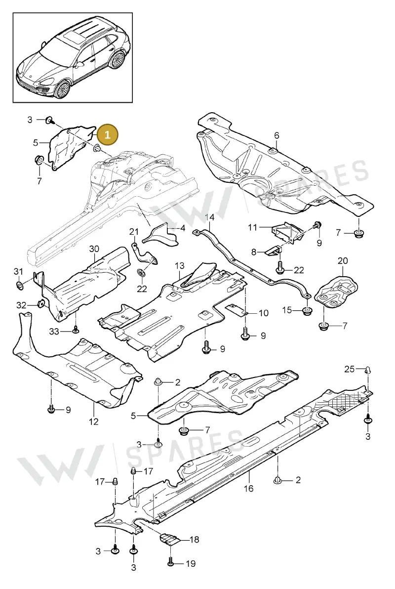 95850461600 — Porsche Cayenne (2010-2018) diagram p37801070, position 1