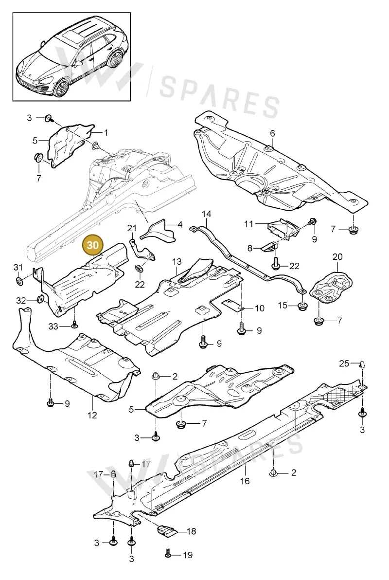 95850466101 — Porsche Cayenne (2010-2018) diagram p37801070, position 30