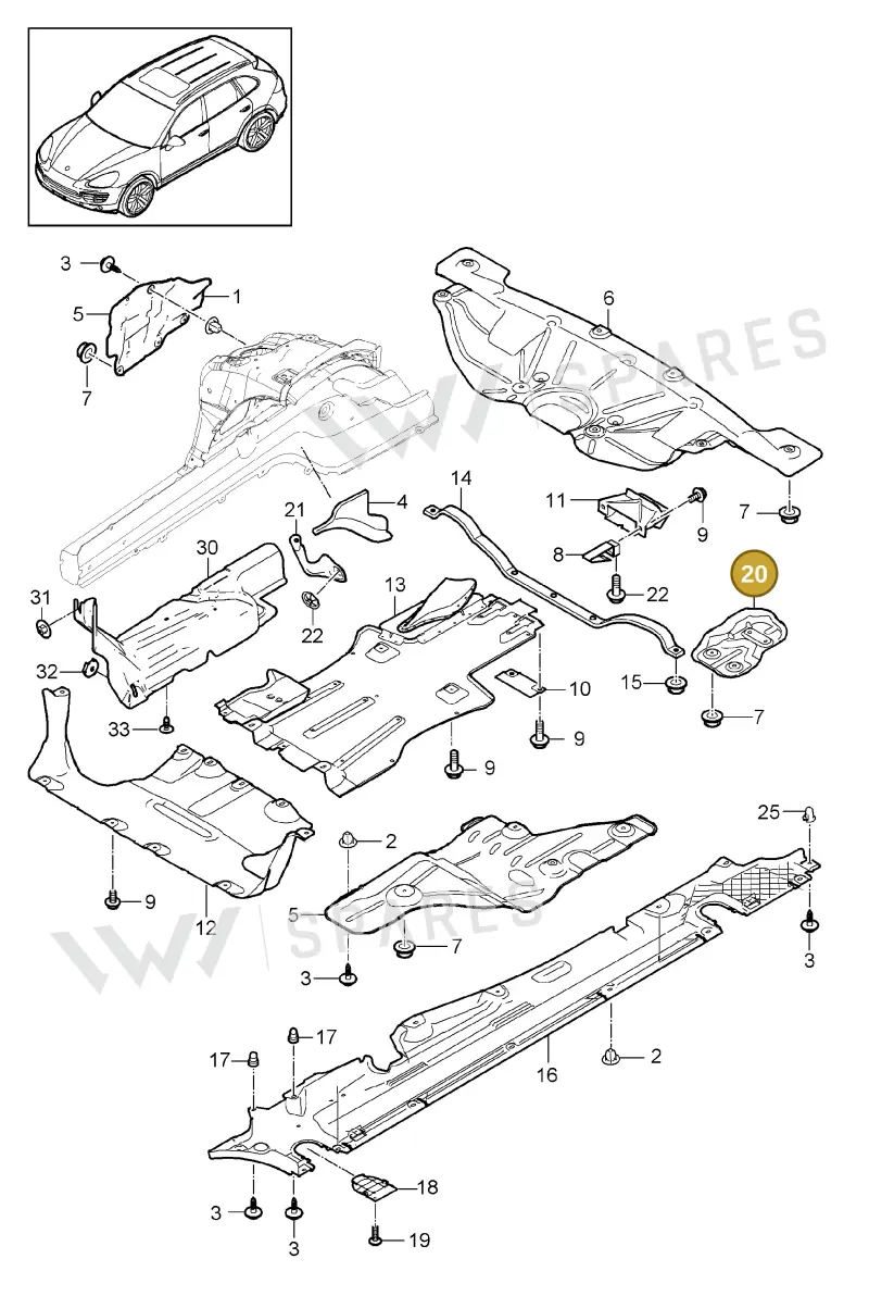 95850475300 — Porsche Cayenne (2010-2018) diagram p37801070, position 20