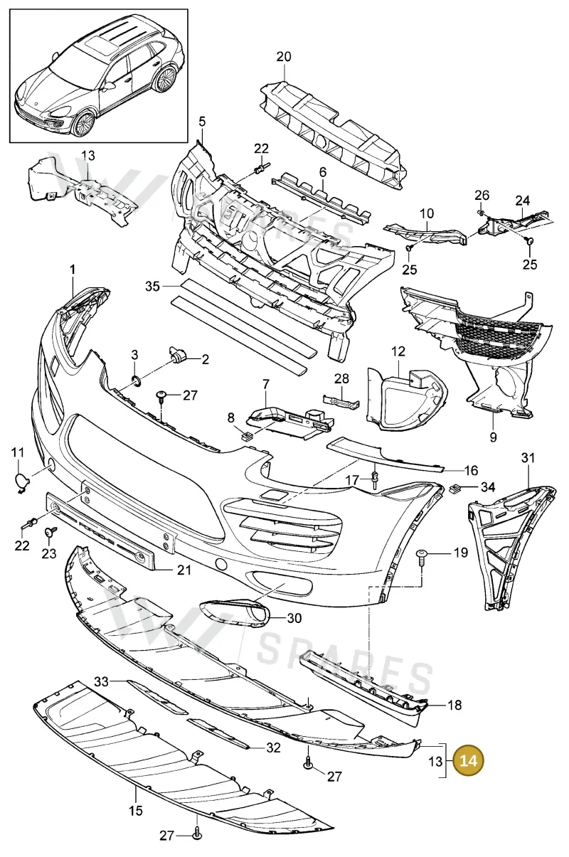 95850506110 — Porsche Cayenne (2010-2018) diagram p37802000, position 14