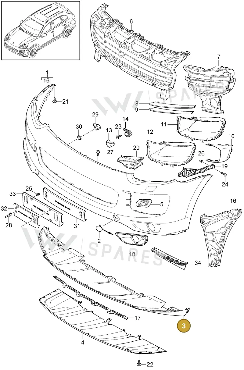 958505100109B9 — Porsche Cayenne (2010-2018) diagram p37802010, position 3
