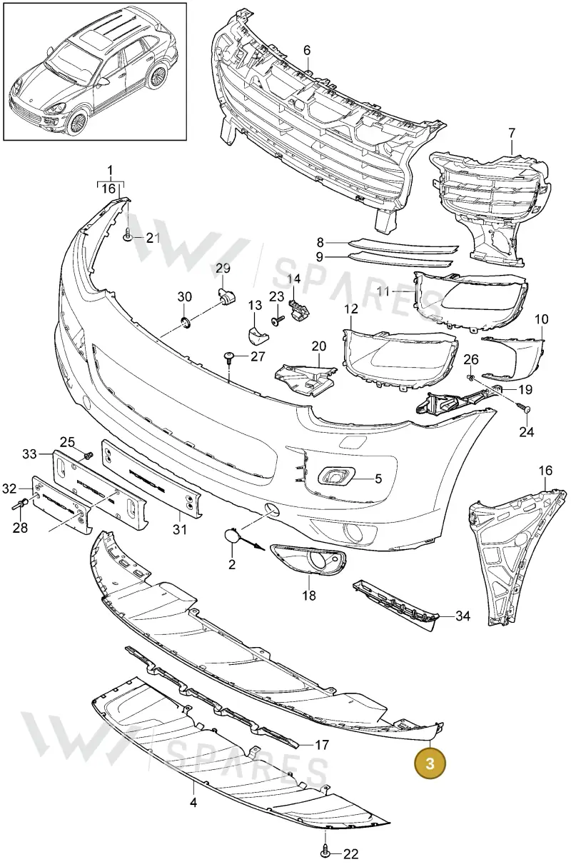 95850510020G2X — Porsche Cayenne (2010-2018) diagram p37802010, position 3
