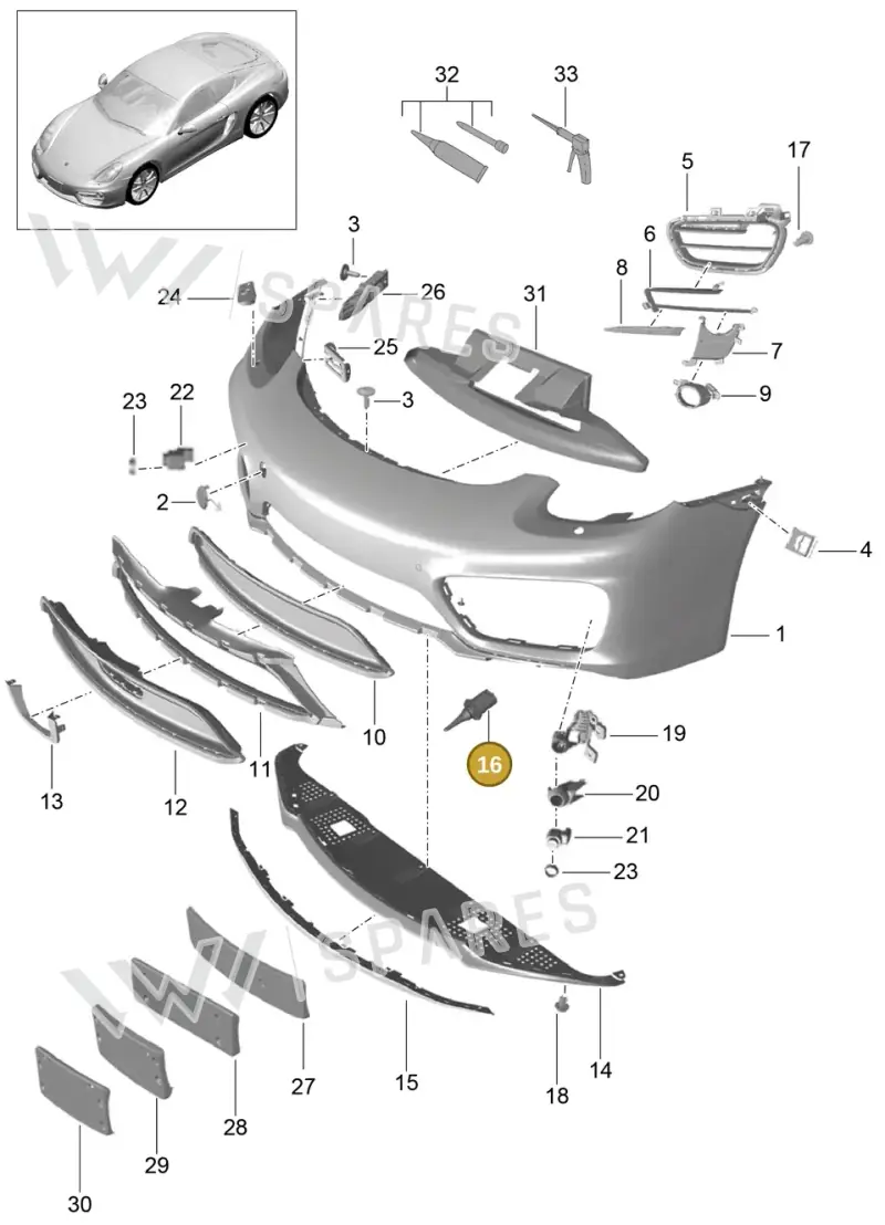 95850553500 — Porsche Cayman (2013-2016) diagram p40802000, position 16