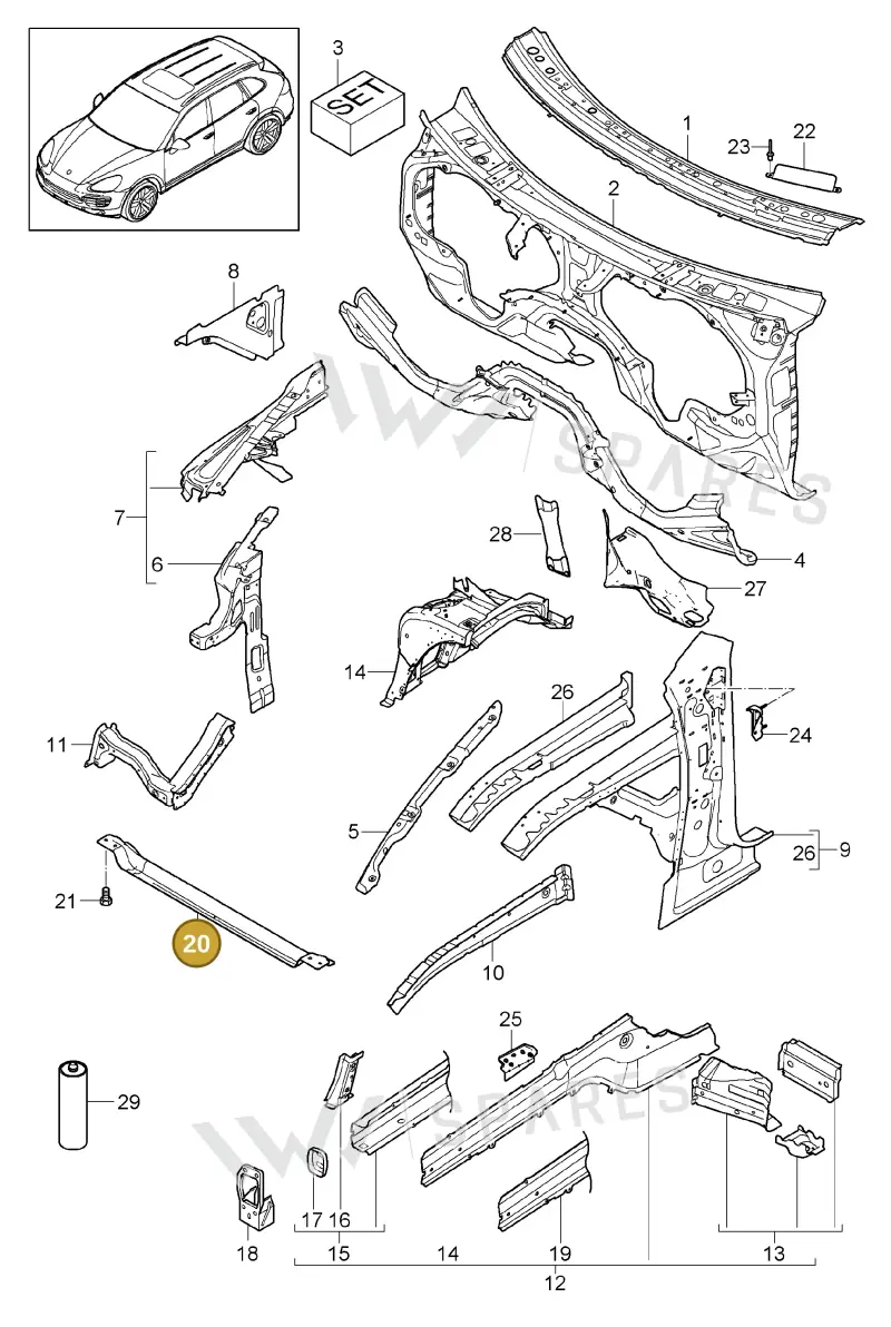 95850554900GRV — Porsche Cayenne (2010-2018) diagram p37801010, position 20