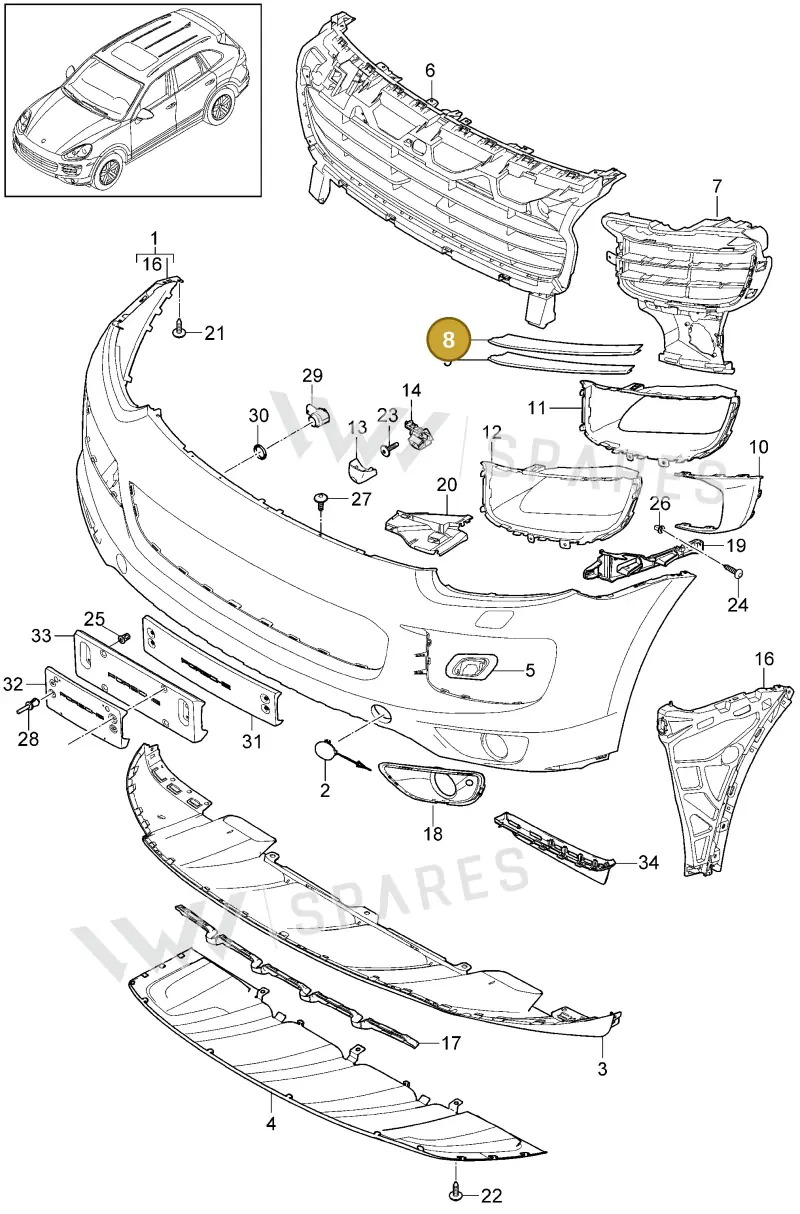 95850568512G2X — Porsche Cayenne (2010-2018) diagram p37802010, position 8