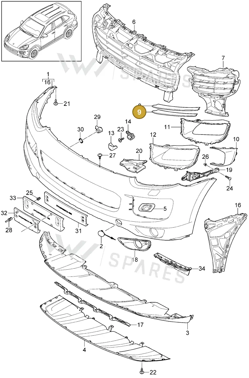 95850587812G2X — Porsche Cayenne (2010-2018) diagram p37802010, position 9