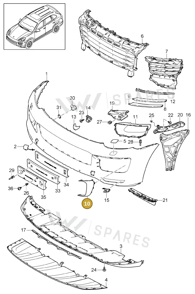 95850594551G2X — Porsche Cayenne (2010-2018) diagram p37802010, position 10