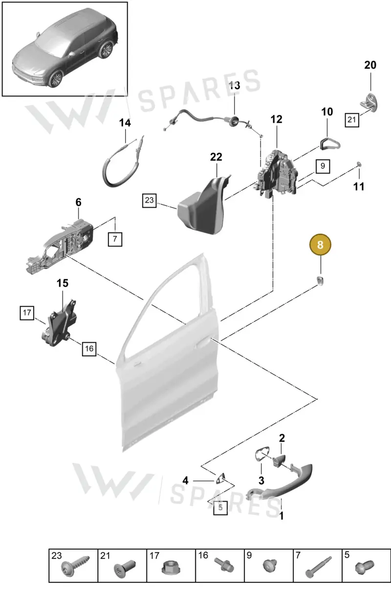 958531211009B9 — Porsche Cayenne (2017-2023) diagram p51804030, position 8