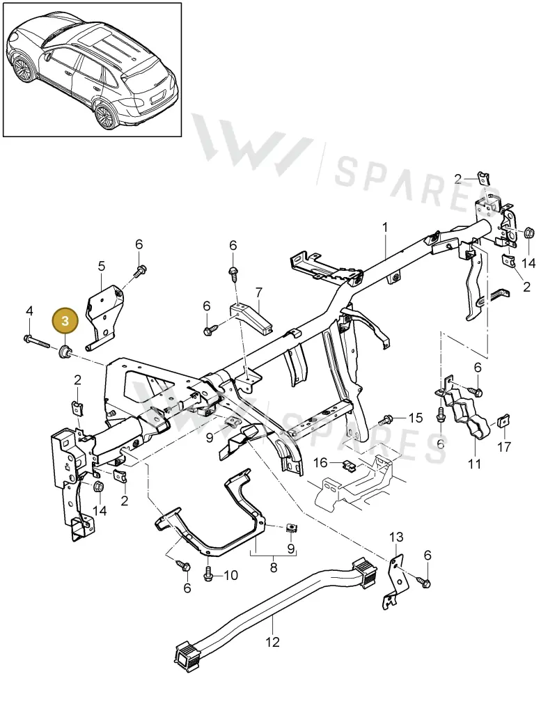 95855204900 — Porsche Cayenne (2010-2018) diagram p37809000, position 3