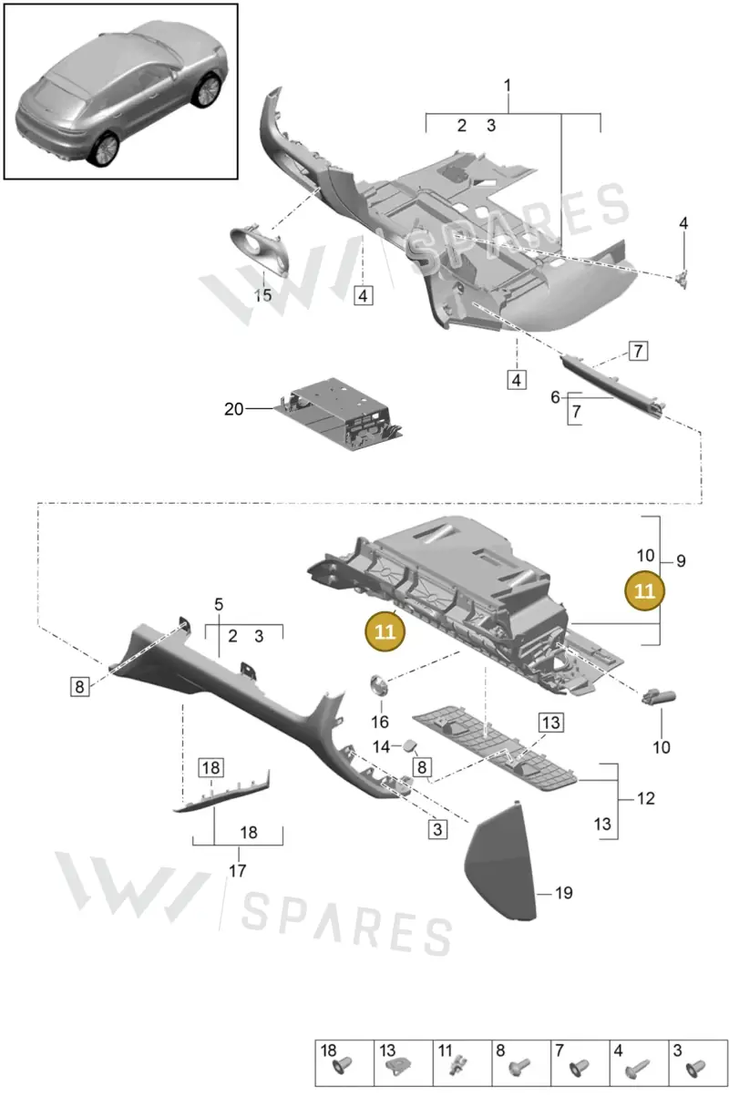 95855222300 — Porsche Macan R4 TFSI (2018-) diagram p52809010, position 11