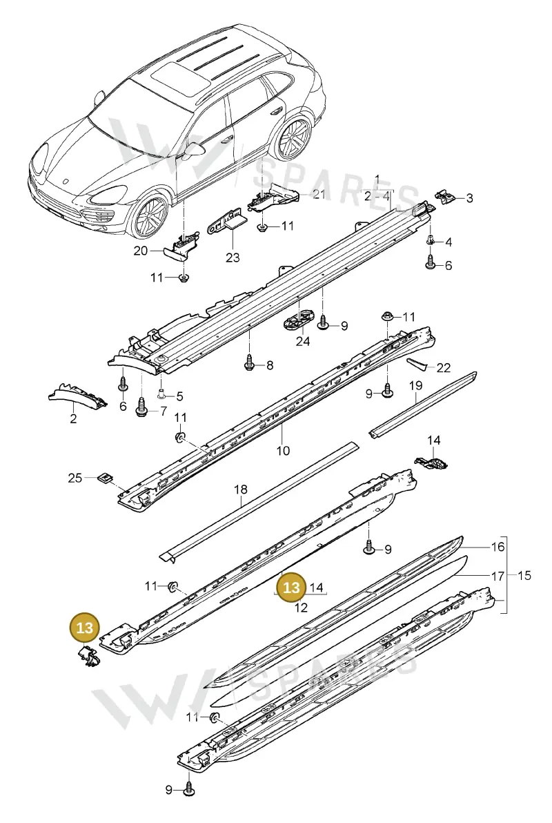 95855945500 — Porsche Cayenne (2010-2018) diagram p37810010, position 13