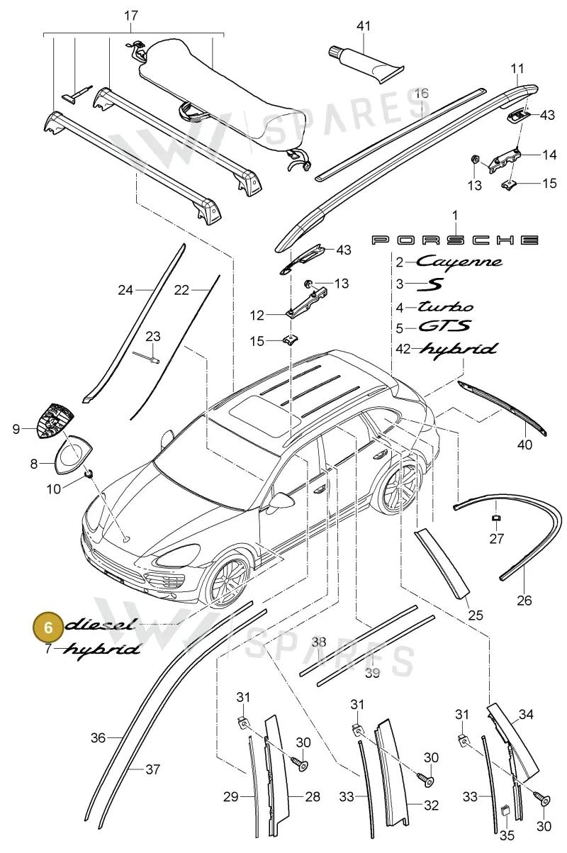 95855950011 — Porsche Cayenne (2010-2018) diagram p37810000, position 6