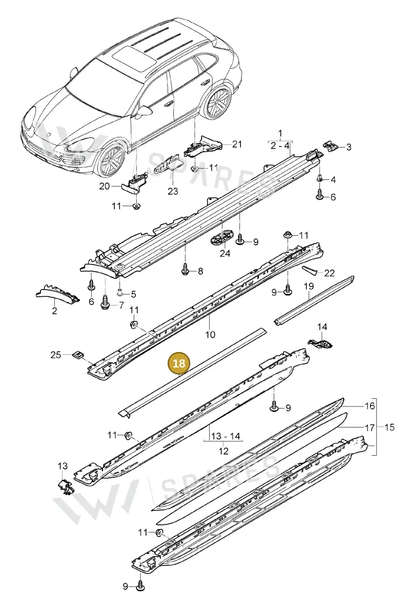 958559538009B9 — Porsche Cayenne (2010-2018) diagram p37810010, position 18