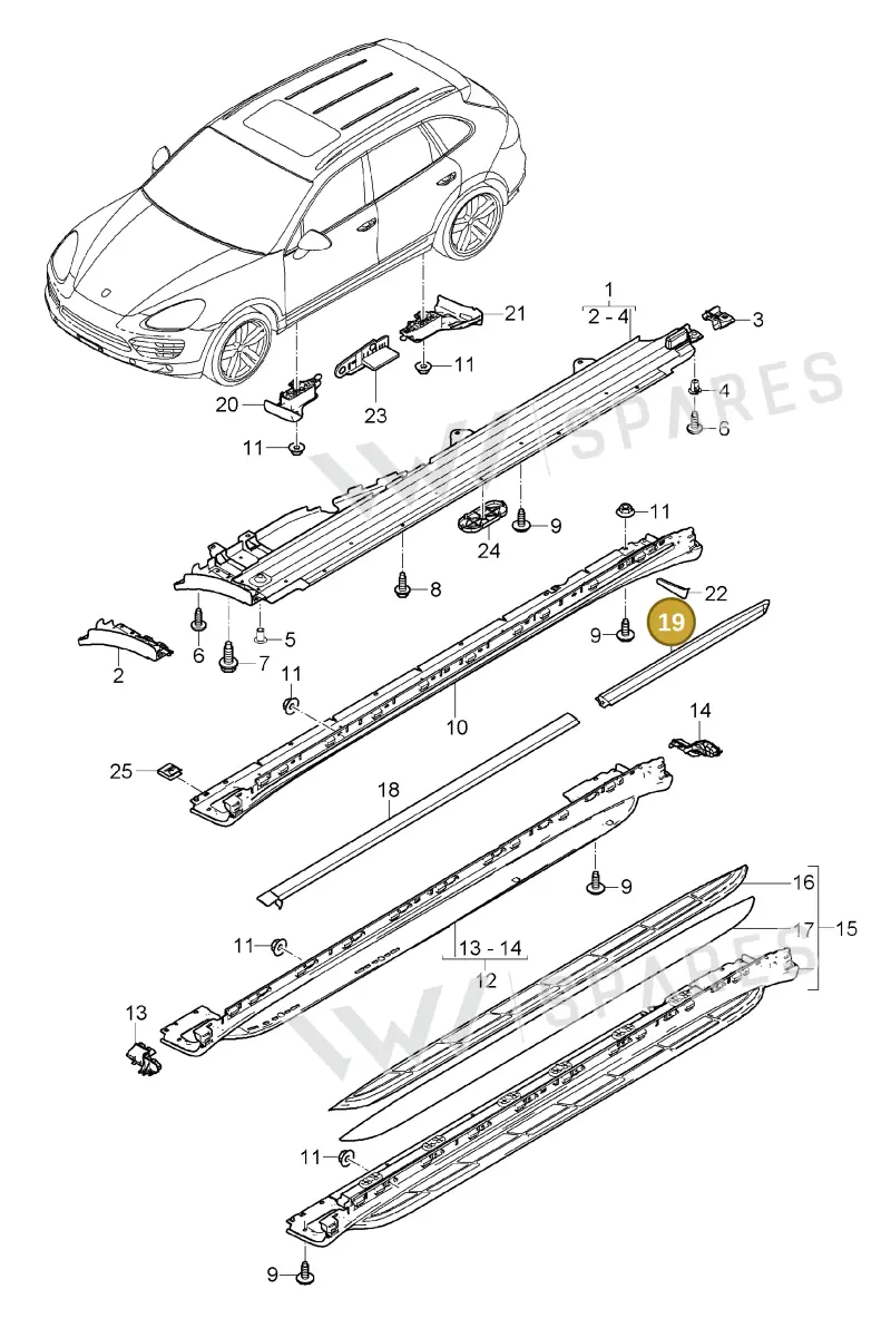958559539009B9 — Porsche Cayenne (2010-2018) diagram p37810010, position 19