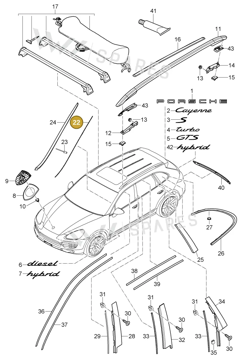 95855958700 — Porsche Cayenne (2010-2018) diagram p37810000, position 22
