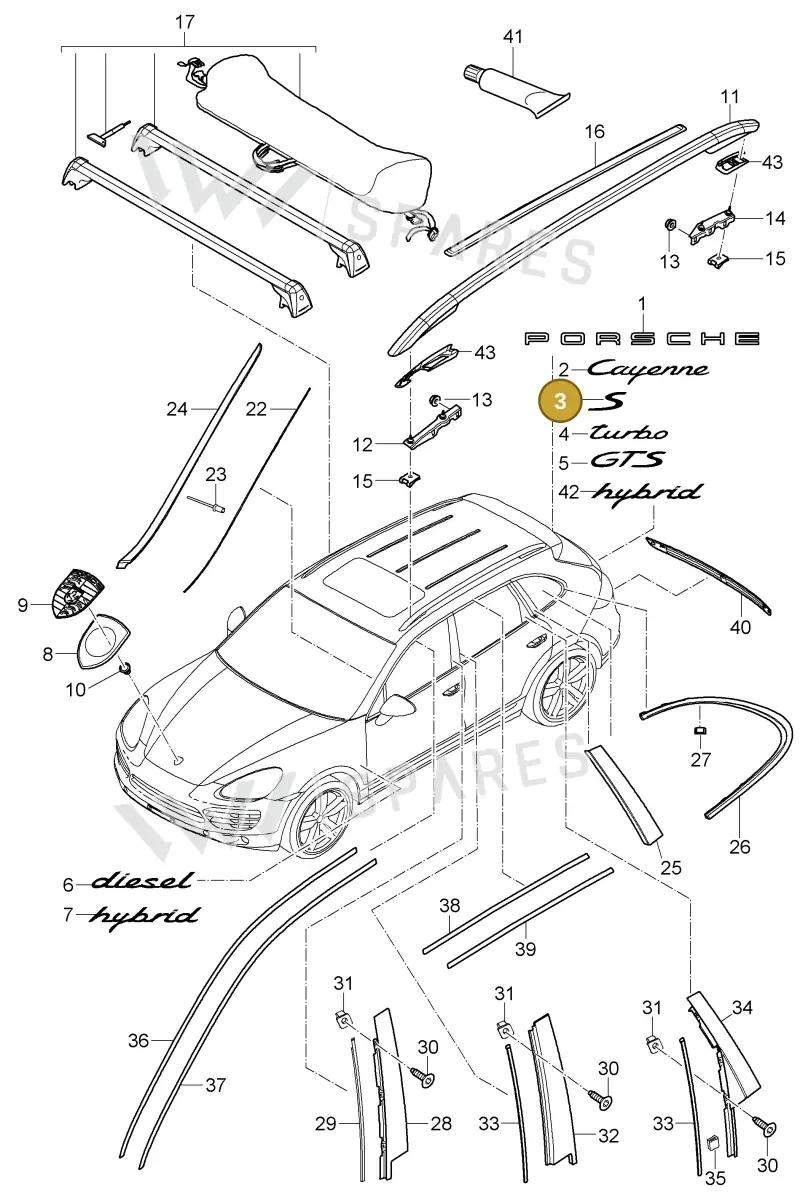958559676000C1 — Porsche Cayenne (2010-2018) diagram p37810000, position 3