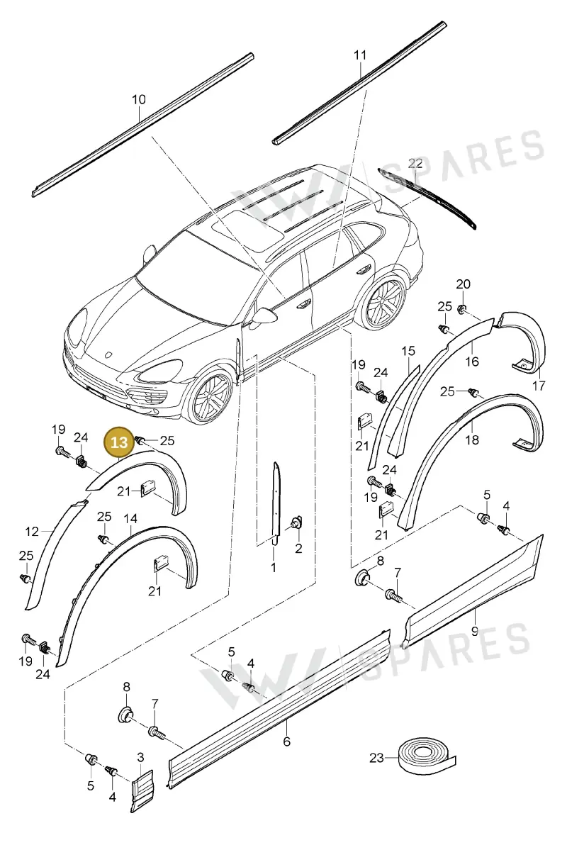 958559727009B9 — Porsche Cayenne (2010-2018) diagram p37810000, position 13